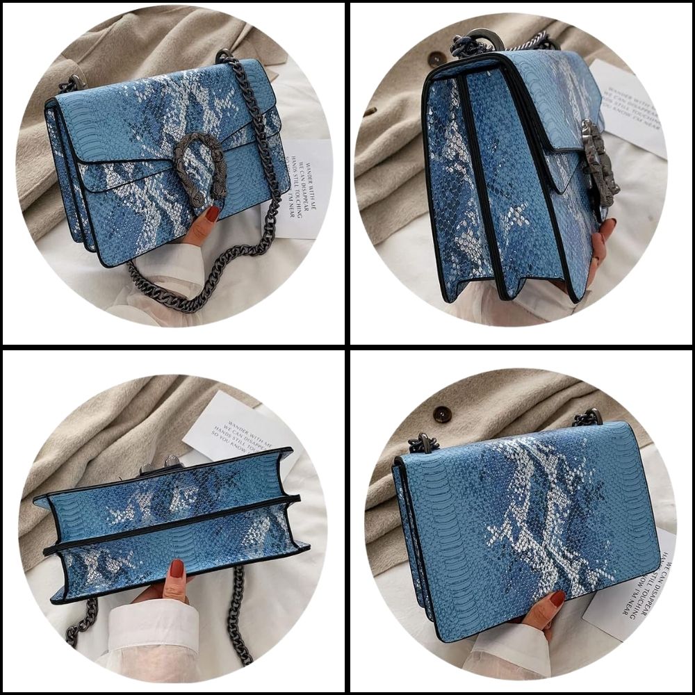 Sac Bandoulière en Motif Peau de Serpent