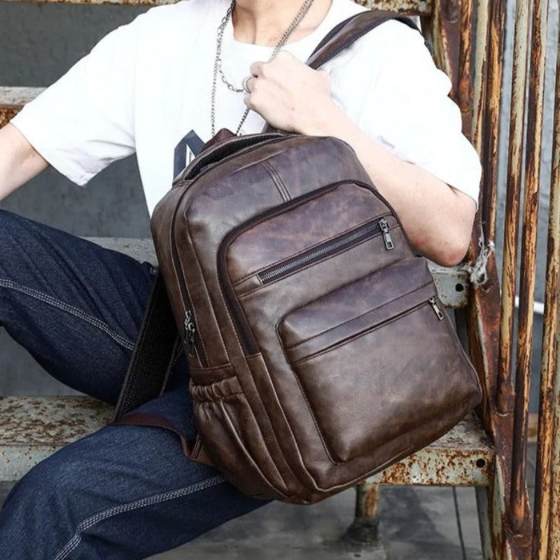 Cartable à Dos en Cuir Décontracté pour Adolescent