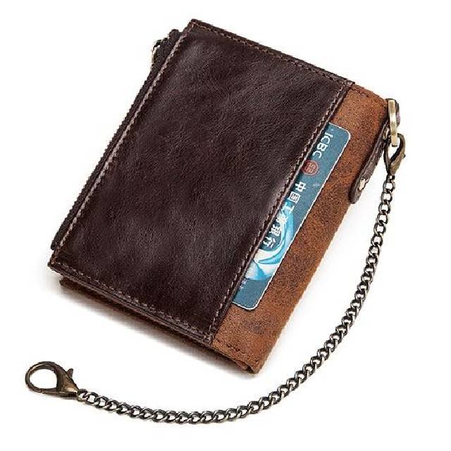 Porte-monnaie en Cuir de Luxe avec Chaine