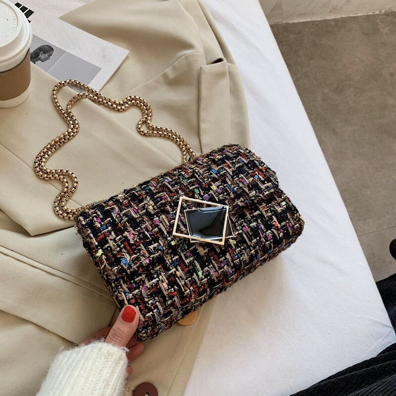 Sac à Main Petit Carré en Laine de Luxe