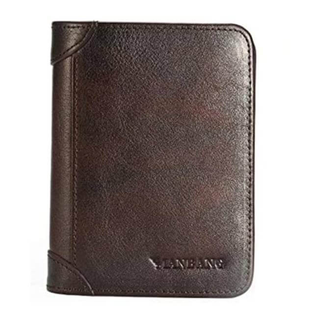Portefeuille Vintage Pliable en Cuir pour Homme