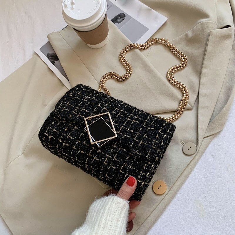 Sac à Main Petit Carré en Laine de Luxe