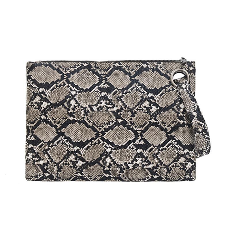 Sac Pochette en Motif Peau de Serpent