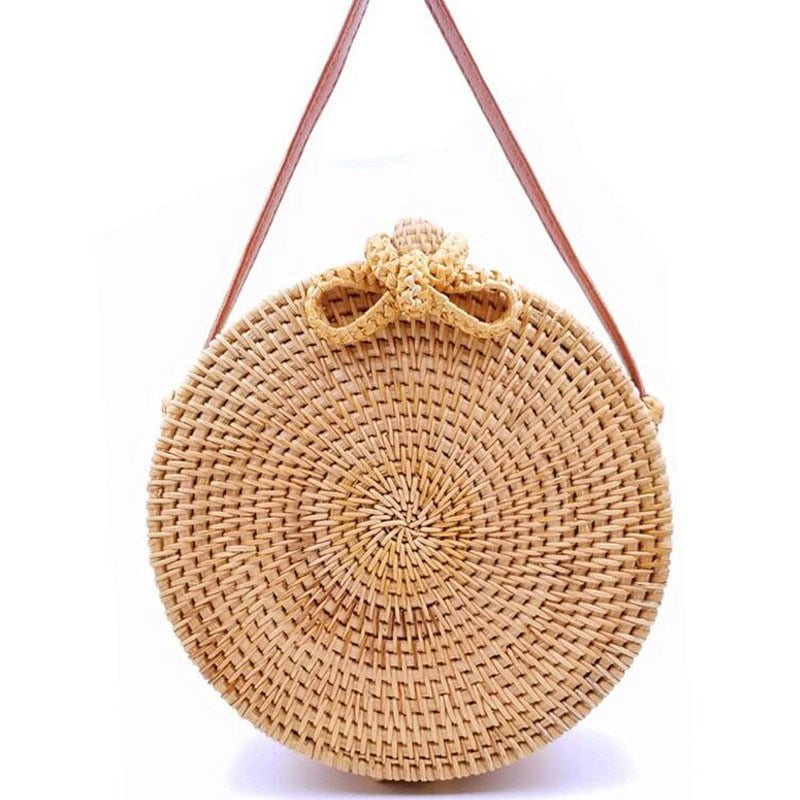 Sac Bandoulière Rond en Tissu Bambou