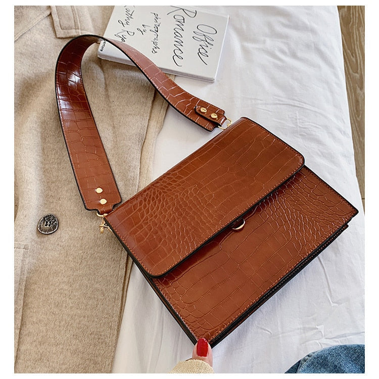 Sac Bandoulière Effet Relief Crocodile