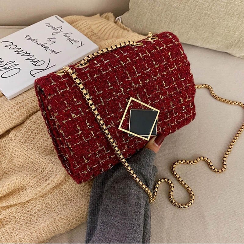 Sac à Main Petit Carré en Laine de Luxe