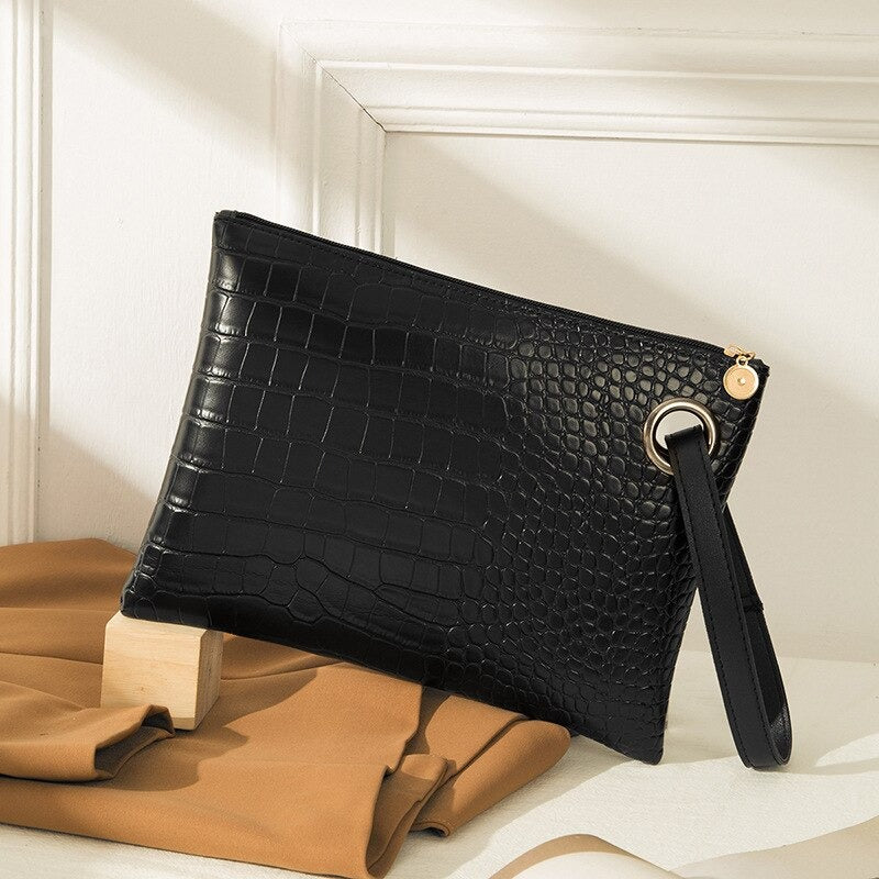 Sac Pochette Effet Relief Crocodile