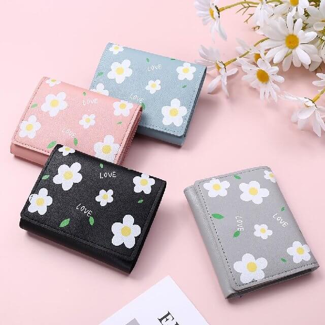 Porte-monnaie Multi Poches à Motifs Fleurs