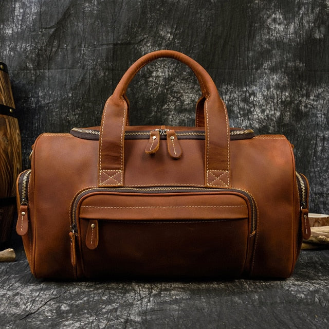 Sac de Voyage Vintage en Cuir pour Homme