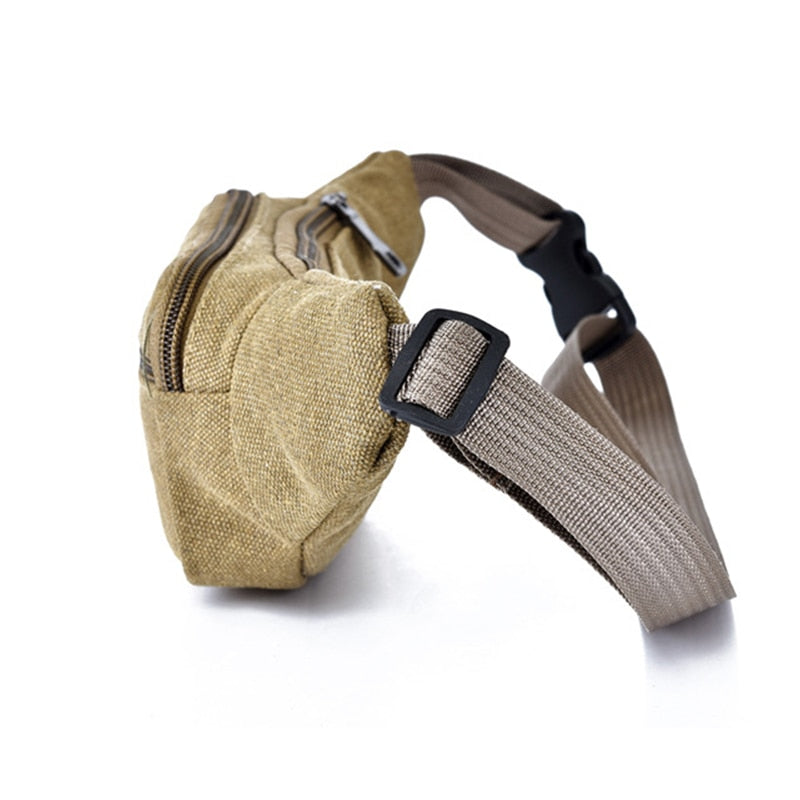 Sacoche Ceinture Vintage en Toile Unisexe