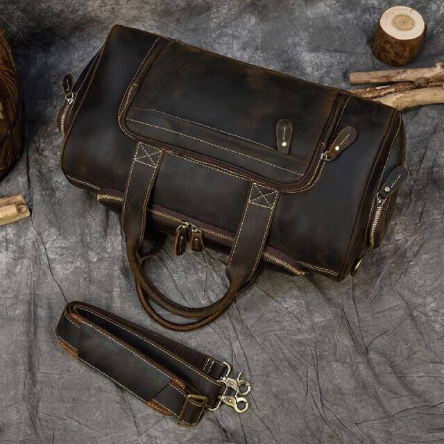 Sac de Voyage Vintage en Cuir pour Homme