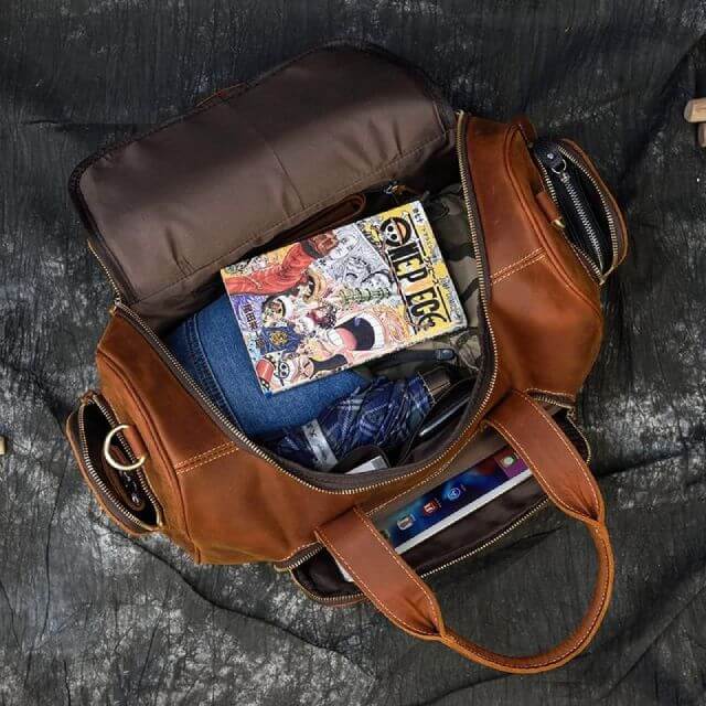 Sac de Voyage Vintage en Cuir pour Homme